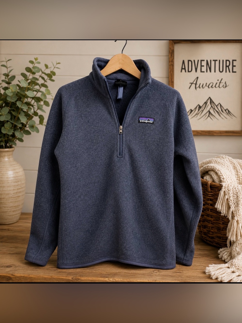Patagonia Dark Blue fleece 1/4 zip Pullover sweater jacket size xl